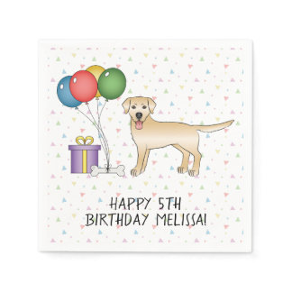 Yellow Labrador Retriever Cartoon Dog - Birthday Napkins