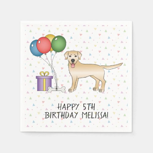 Yellow Labrador Retriever Cartoon Dog _ Birthday Napkins