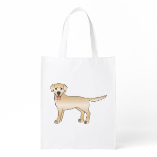 Yellow Labrador Retriever Cartoon Dog Grocery Bag