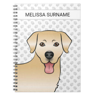 Yellow Labrador Retriever Cartoon Dog Head &amp; Text Notebook
