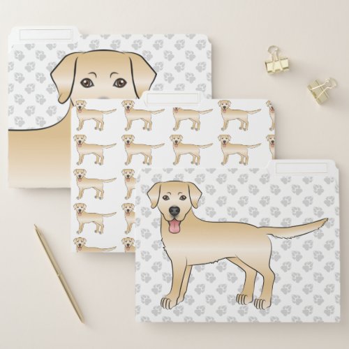 Yellow Labrador Retriever Cartoon Dog Illustration File Folder