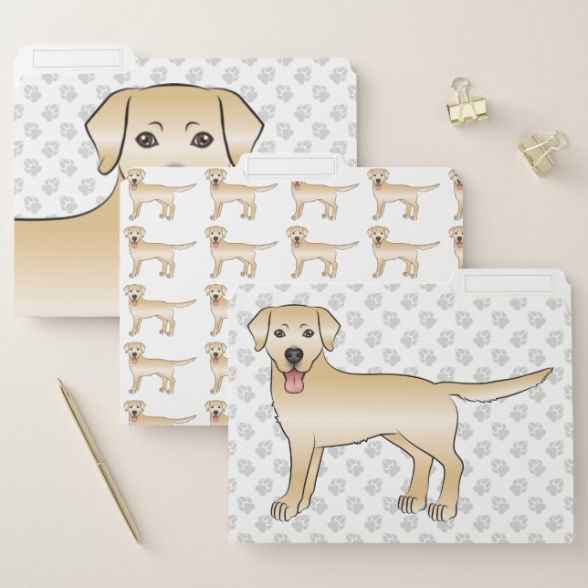 Yellow Labrador Retriever Cartoon Dog Illustration File Folder (Set)
