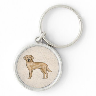 Yellow Labrador Retriever Cartoon Dog Illustration Keychain