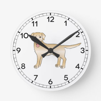 Yellow Labrador Retriever Cartoon Dog Illustration Round Clock