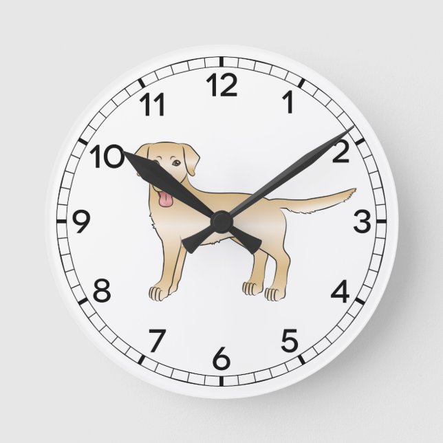 Yellow Labrador Retriever Cartoon Dog Illustration Round Clock (Front)