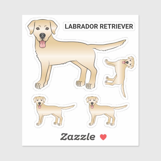 Yellow Labrador Retriever Cartoon Dog Illustration Sticker (Sheet)