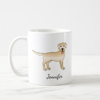 Yellow Labrador Retriever Cartoon Dog &amp; Name Coffee Mug