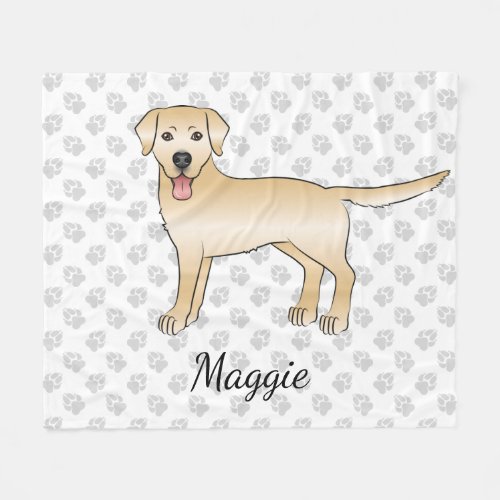 Yellow Labrador Retriever Cartoon Dog  Name Fleece Blanket