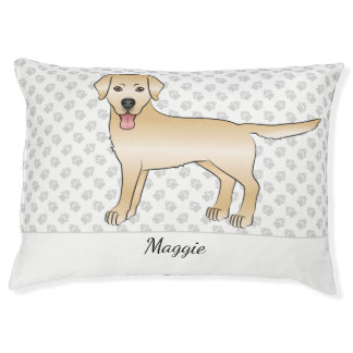 Yellow Labrador Retriever Cartoon Dog &amp; Name Pet Bed