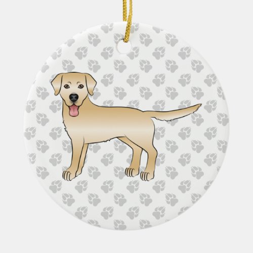 Yellow Labrador Retriever Cartoon Dog  Text Ceramic Ornament