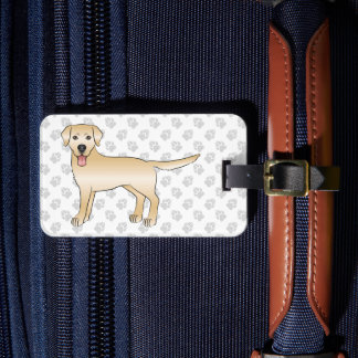Yellow Labrador Retriever Cartoon Dog &amp; Text Luggage Tag
