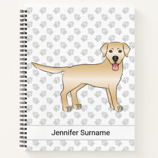 Yellow Labrador Retriever Cartoon Dog &amp; Text Notebook