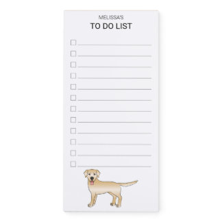 Yellow Labrador Retriever Cartoon Dog To Do List Magnetic Notepad
