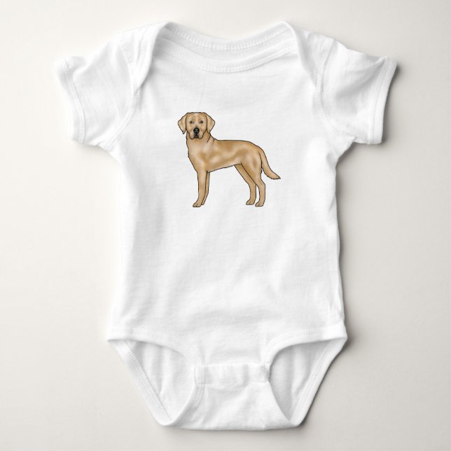 Yellow Labrador Retriever Cartoon Lab Dog Pup Baby Bodysuit (Front)