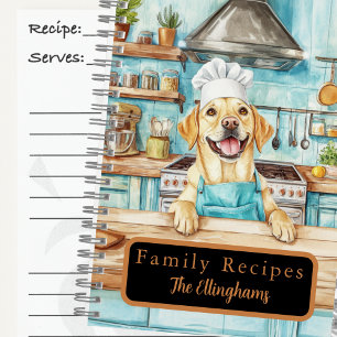 Yellow Labrador Retriever Chef Spiral Recipe Book