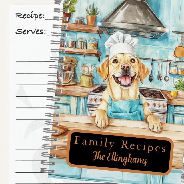 Yellow Labrador Retriever Chef Spiral Recipe Book (Creator Uploaded)