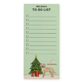 Yellow Labrador Retriever Christmas Checklist Magnetic Notepad