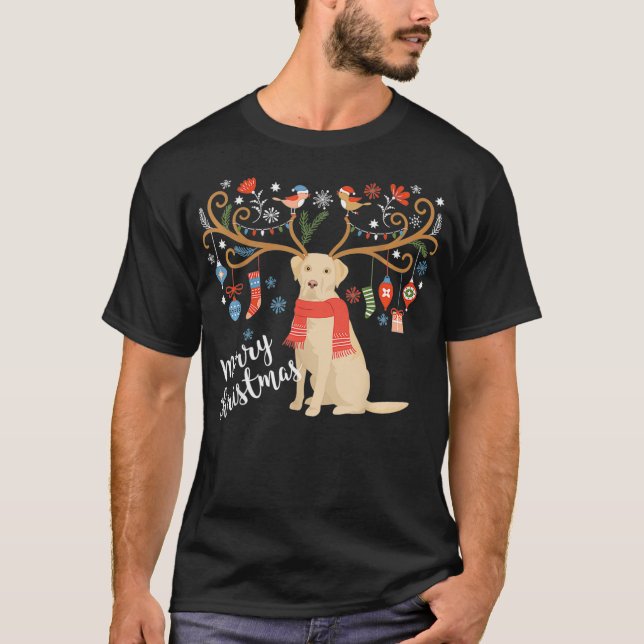 Yellow Labrador Retriever Christmas Dog Lab Xmas S T-Shirt (Front)