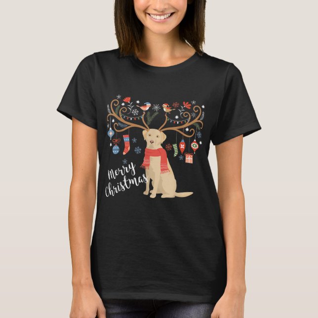 Yellow Labrador Retriever Christmas Dog Lab Xmas T-Shirt (Front)