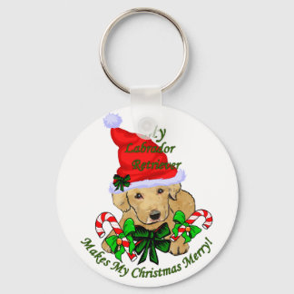 Yellow Labrador Retriever Christmas Gifts Keychain