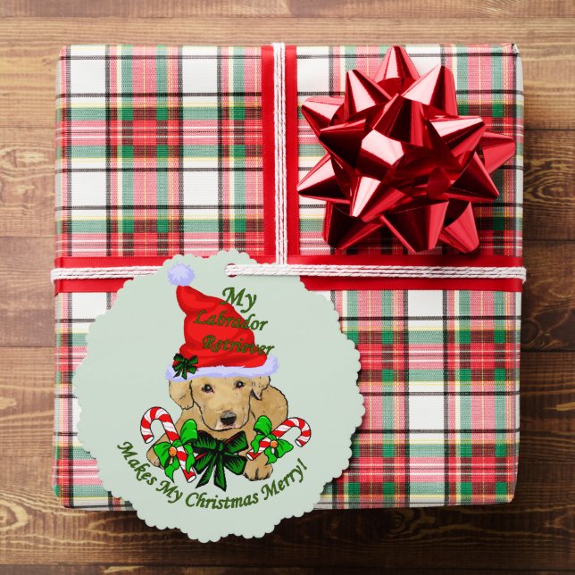 Yellow Labrador Retriever Christmas Gifts Ornament Card (Insitu (Gift))