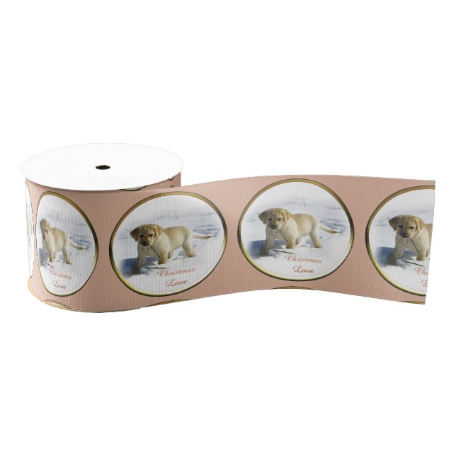 Yellow Labrador Retriever Christmas Grosgrain Ribbon (Spool)