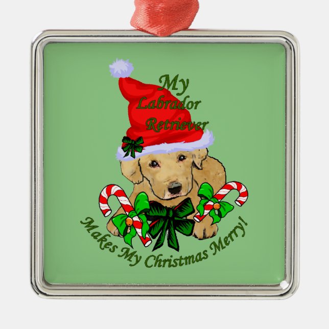 Yellow Labrador Retriever Christmas Metal Ornament (Front)