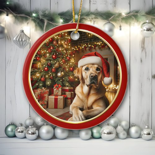 Yellow Labrador Retriever Christmas Tree Decor Ceramic Ornament