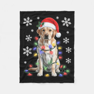 Yellow Labrador Retriever Christmas Tree Light Paj Fleece Blanket