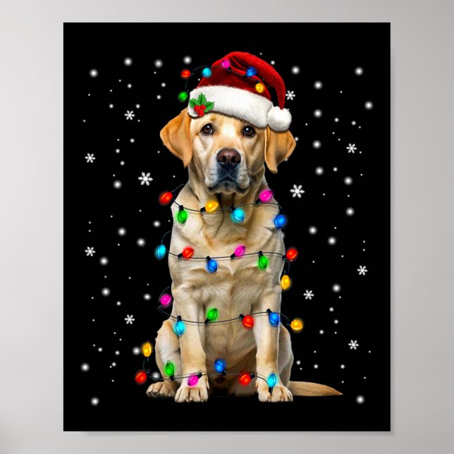Yellow Labrador Retriever Christmas Tree Light Paj Poster (Front)