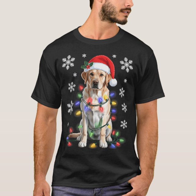 Yellow Labrador Retriever Christmas Tree Light Paj T-Shirt (Front)