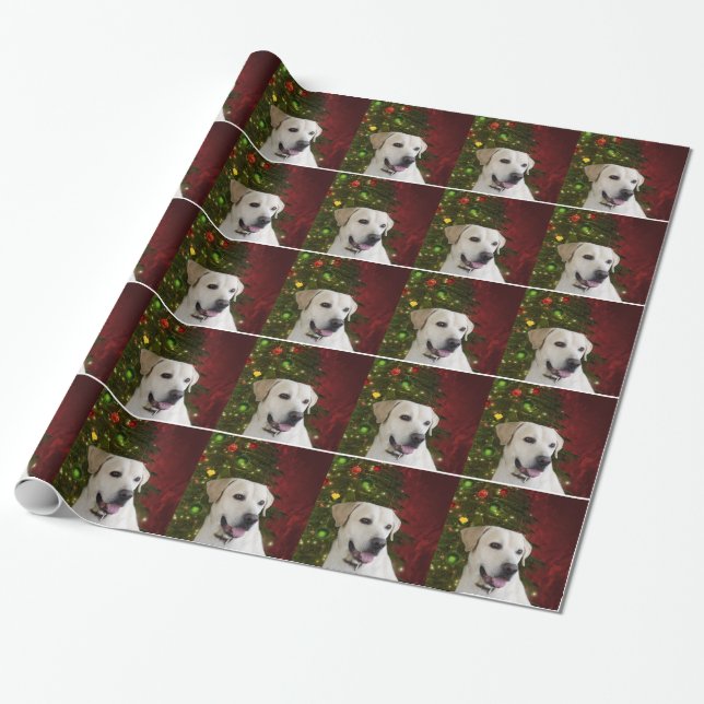 Yellow labrador retriever Christmas Wrapping Paper (Unrolled)
