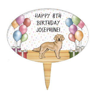 Yellow Labrador Retriever Colorful Pastel Birthday Cake Topper