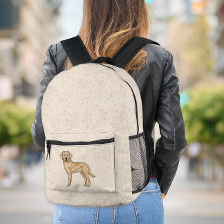 Yellow Labrador Retriever Cute Cartoon Dog Beige Printed Backpack