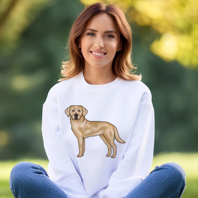 Yellow Labrador Retriever Cute Cartoon Dog Design Sweatshirt (Please note: This image is a digital mockup.)