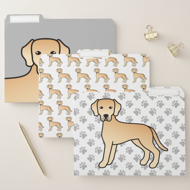 Yellow Labrador Retriever Cute Cartoon Dog File Folder (Set)