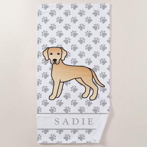 Yellow Labrador Retriever Cute Cartoon Dog  Name Beach Towel