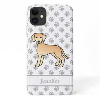 Yellow Labrador Retriever Cute Cartoon Dog & Name iPhone 11 Case