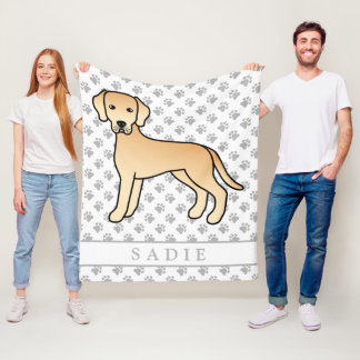 Yellow Labrador Retriever Cute Cartoon Dog &amp; Name Fleece Blanket