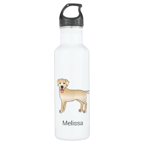 Yellow Labrador Retriever Cute Cartoon Dog  Name Stainless Steel Water Bottle