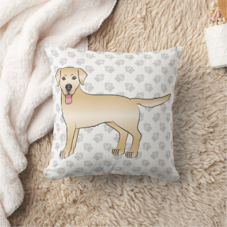 Yellow Labrador Retriever Cute Cartoon Dog Throw Pillow