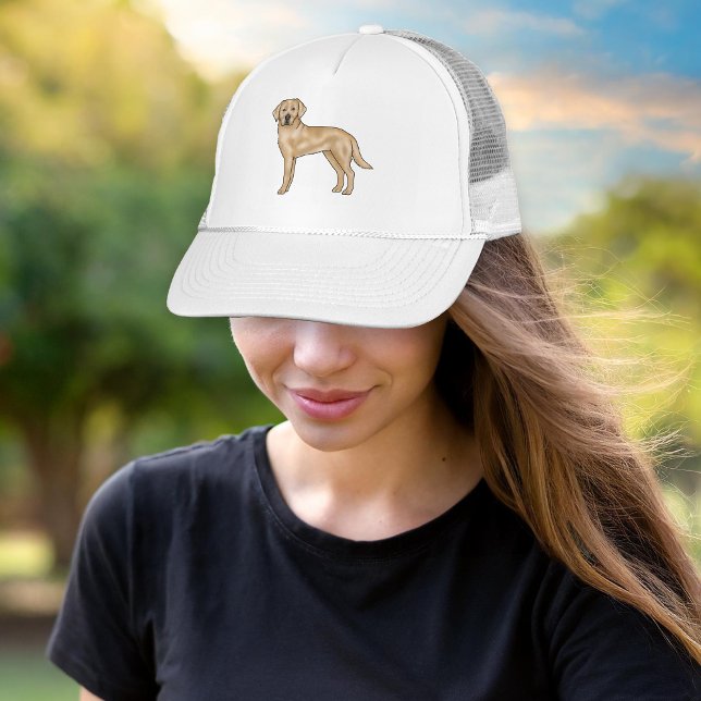 Yellow Labrador Retriever Cute Cartoon Lab Dog Trucker Hat (Creator Uploaded)