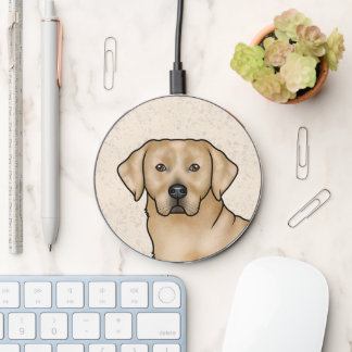 Yellow Labrador Retriever Cute Dog Head Portrait Wireless Charger