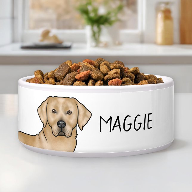Yellow Labrador Retriever Cute Lab Dog Custom Name Bowl (Creator Uploaded)