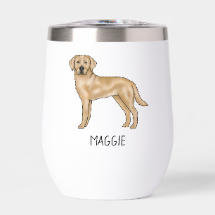 Yellow Labrador Retriever Cute Lab Dog Custom Name Thermal Wine Tumbler