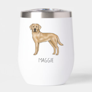 Yellow Labrador Retriever Cute Lab Dog Custom Name Thermal Wine Tumbler