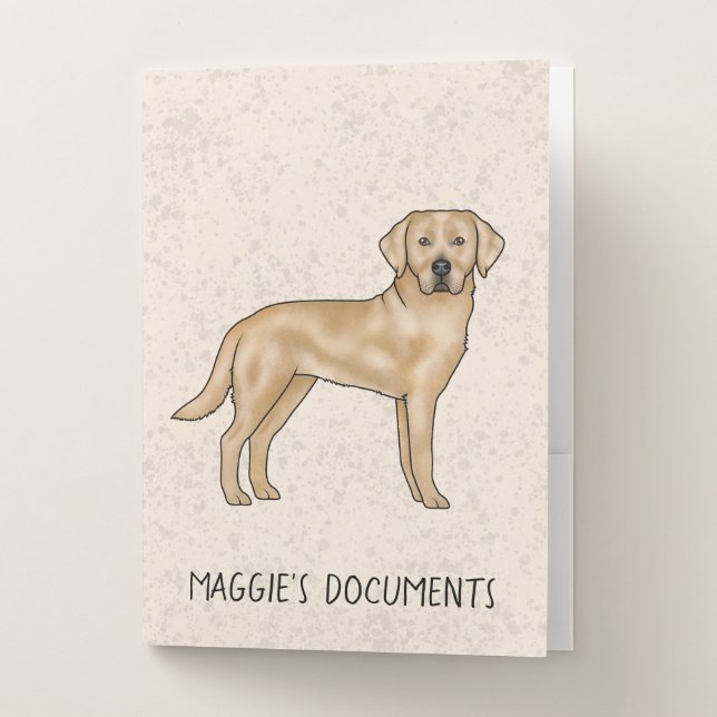 Yellow Labrador Retriever Cute Lab Dog Documents Pocket Folder (Front)