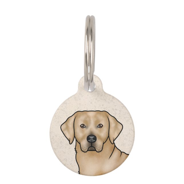 Yellow Labrador Retriever Cute Lab Dog Head Beige Pet ID Tag (Front)