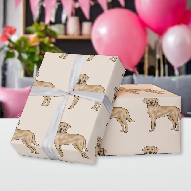 Yellow Labrador Retriever Cute Lab Dog Pattern Wrapping Paper (Creator Uploaded)