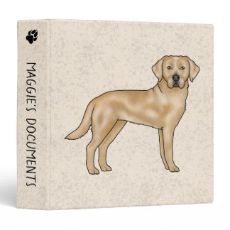 Yellow Labrador Retriever Cute Lab Dog Print Beige 3 Ring Binder